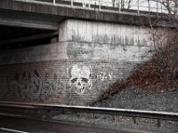 Grinse Kopf  Pentax K-1, HD Pentax D FA 2.8/24-70 ED SDM WR  - 05.April 2018 - : Brücke, Graffiti, Regen, Straße, Totenkopf