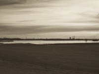Rhein und Rheinwiesen im Morgengrau  Pentax K-1, SMC Pentax FA 1.9/43 Limited  - 17.12.2019 - : Landschaft, Fluss, Lastkahn, Rhein, Rheinwiesen, Rheindeich