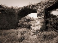 Viadukt Ruine  Pentax Super A, Soligor C/D wide auto 2.8/20 MC, Ilford Pan 100 : Landschaft, Sträucher, Viadukt, Ruine