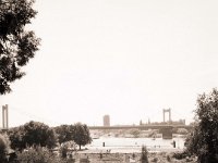 Blick zur Duisburg Homberger Rheinbrücke  Fuji GS645S professional,  Rollei RPX100@64 : Landschaft, Stadt, homepage, Rheinbrücke, Duisburg