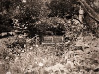 Die Bank im Garten  Seagull 4A103 HAIOU 3.5/75, Rollei RPX 100