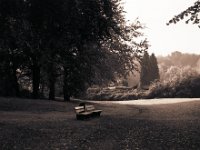 Parkbänke am Morgen, Duisburg Meiderich  Pentax 67II, SMC Takumar 2.8/150; Gelbfilter, Ilford HP5plus@1600 - 26.10.2015 -