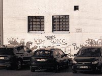 Parkplatz mit Graffitti  Pentax 645N, 2.8/150, Acros 100/100