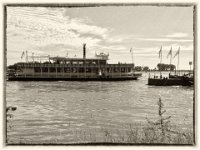 River Lady  iPhone 5S, Retro -Sepia Bearbeitung - 23.06.2016 - : Anleger, Fluss, Himmel, Rhein, River Lady, Schiff, Wolken