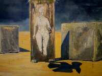 Gaia  Ausschnitt aus meinem Gemälde Gaia : Frau, Figur, Gaia, Steinblöcke, Gemälde, Schatten